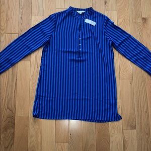 Charming Charlie Bright Blue/Navy Stripe Shirt. S